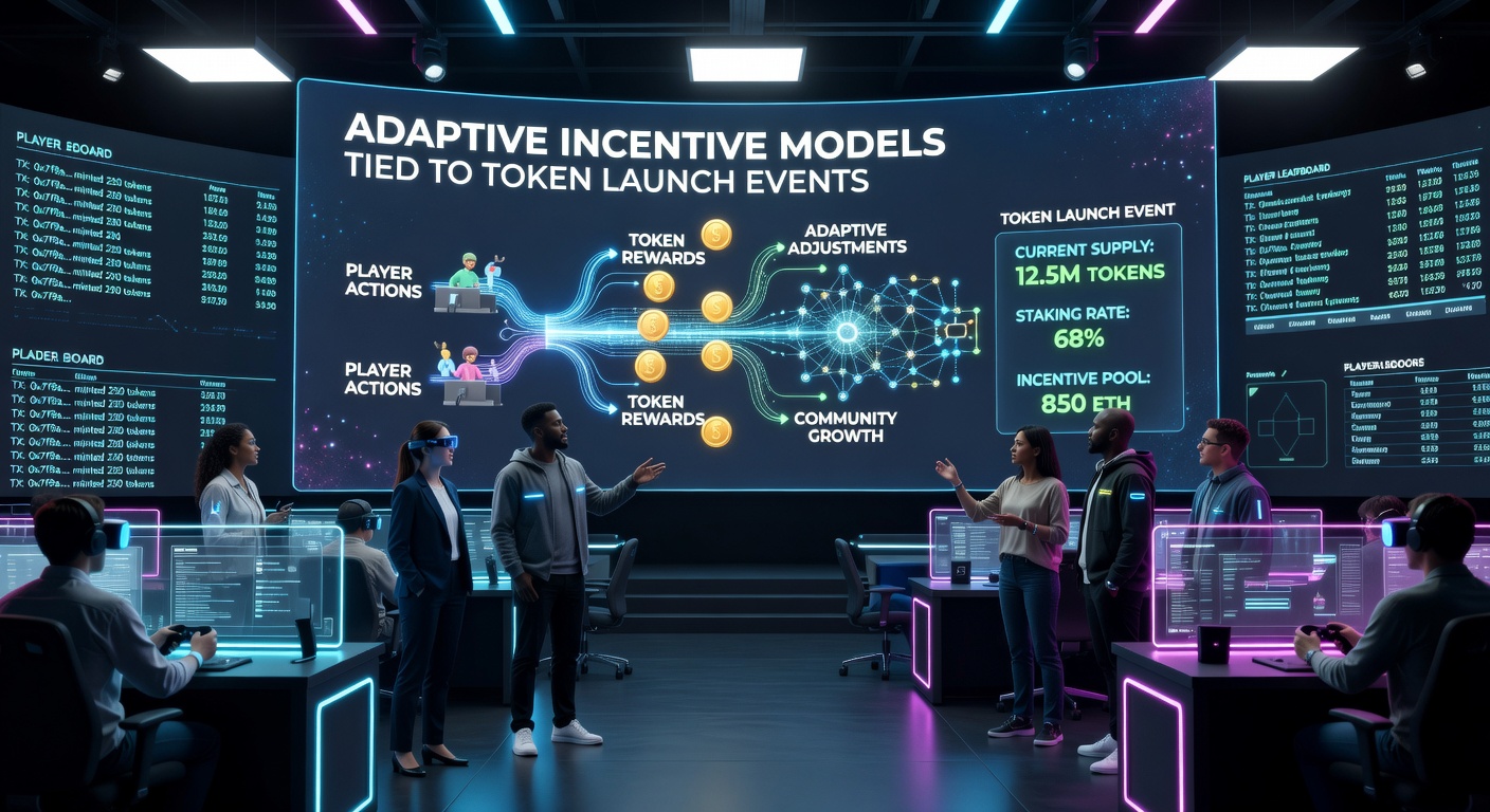 Darstellung adaptiver Anreizmodelle mit Token-Distribution und Spieler-Interaktionen in Blockchain-Arenen