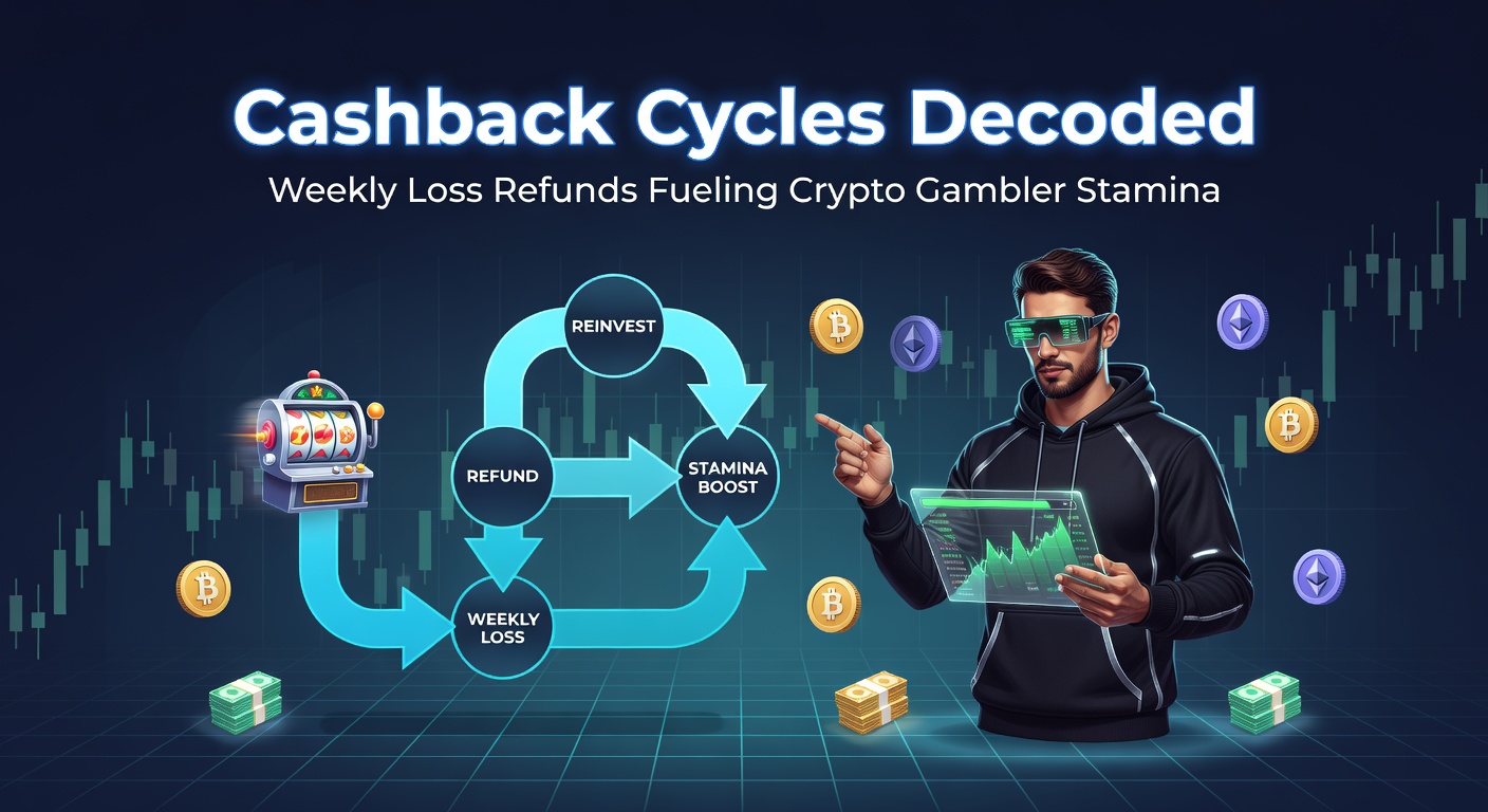 Grafik zeigt zyklische Cashback-Auszahlungen in einem Krypto-Casino mit steigenden Kurven für Spieler-Ausdauer