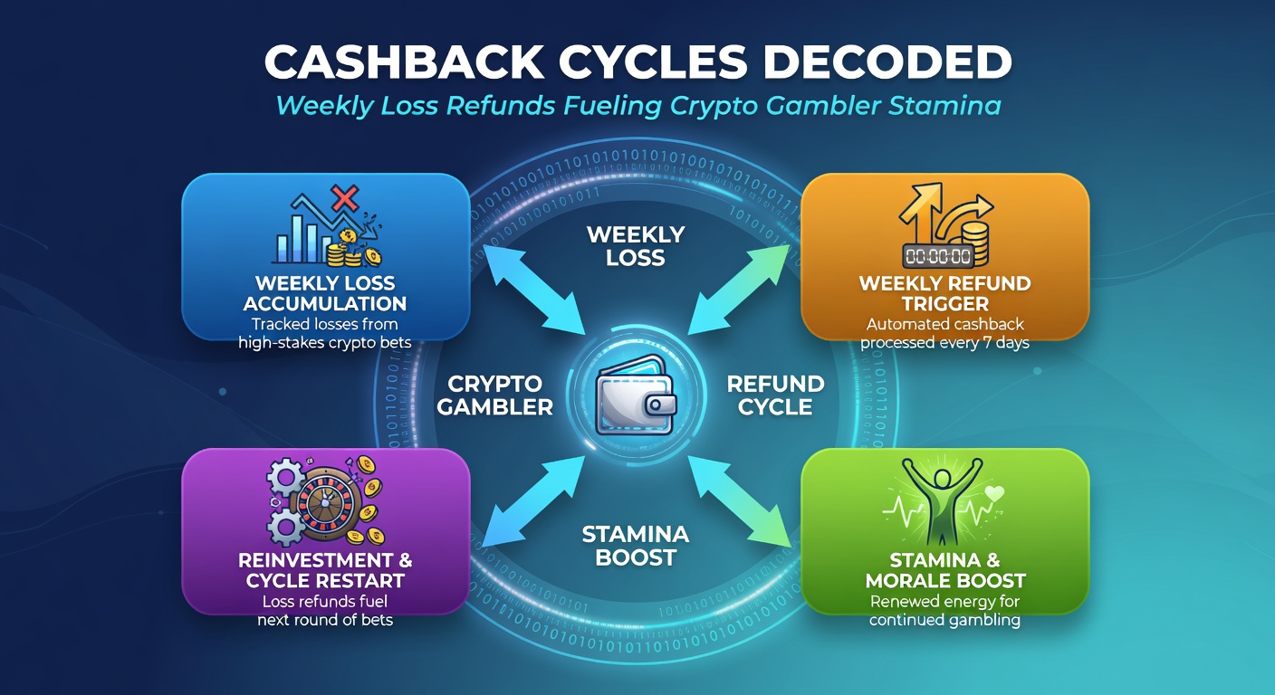 Diagramm veranschaulicht den Einfluss wöchentlicher Cashbacks auf die Spielzeit und Retention in Krypto-Casinos