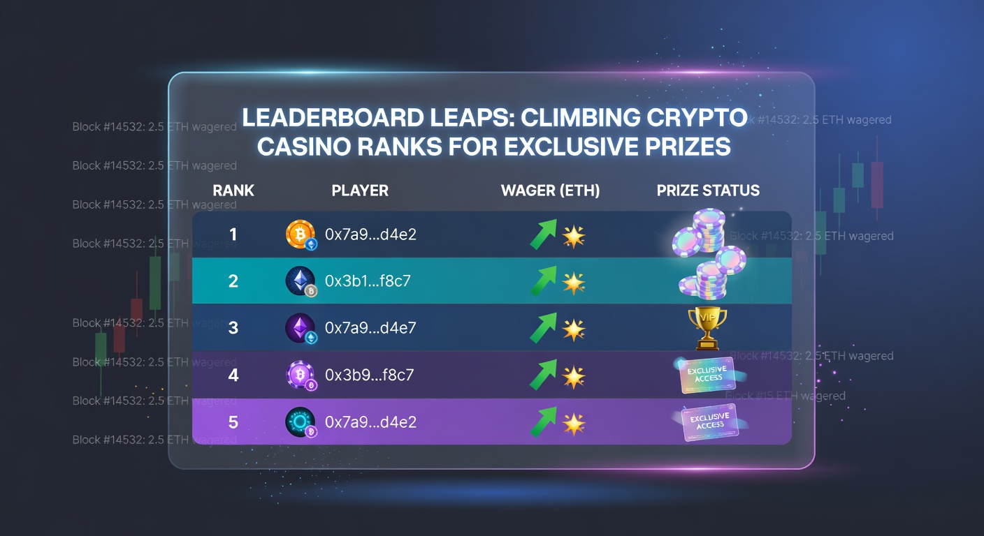 Detaillierte Ansicht eines Leaderboards mit Top-Spielern, Krypto-Preisen und einem Timer für den Wettbewerb, der Druck und Aufregung vermittelt