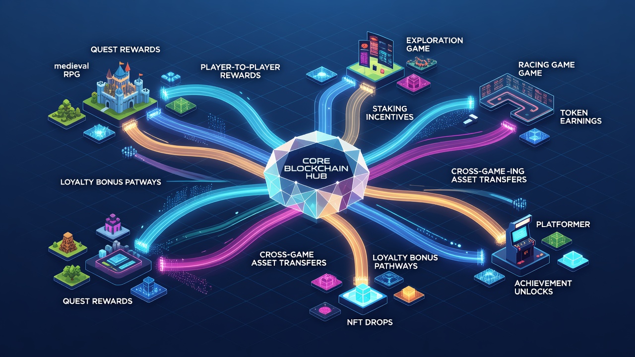 Visualisierung von Cross-Chain-Belohnungsflüssen in Gaming-Netzwerken