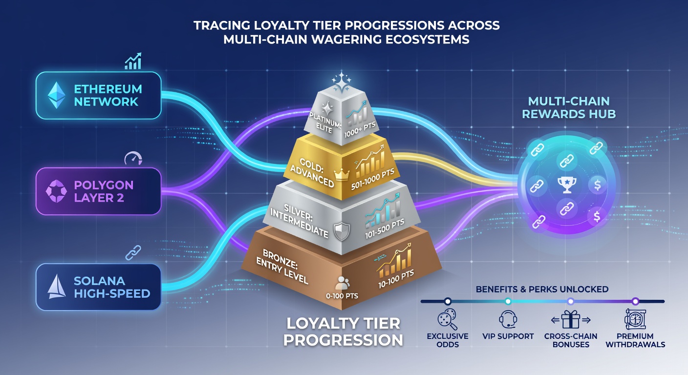 Darstellung von Wallet-Tracking und Loyalty-Datenflüssen in Multi-Chain-Wettsystemen
